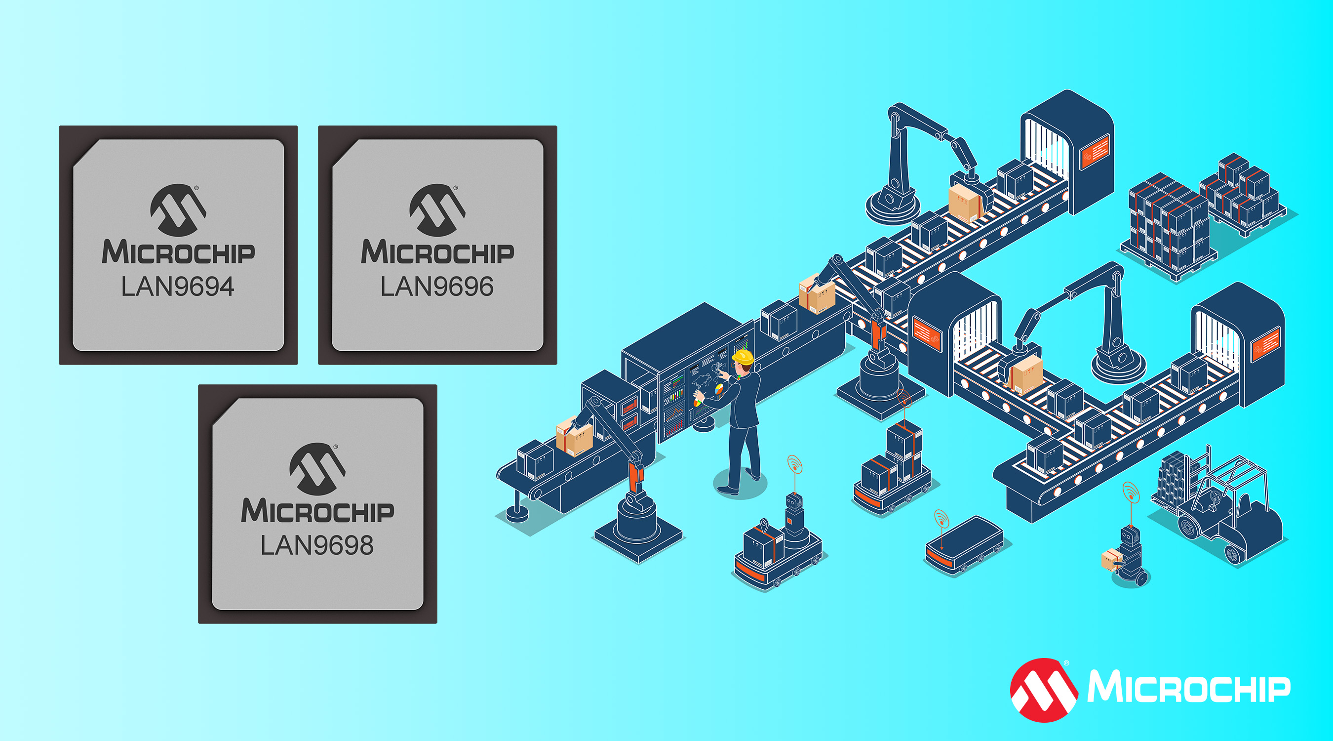 Microchip推出下一代以太网交换机系列LAN969x具备时间敏感网络功能和46 Gbps至102 Gbps的可扩展端口带宽